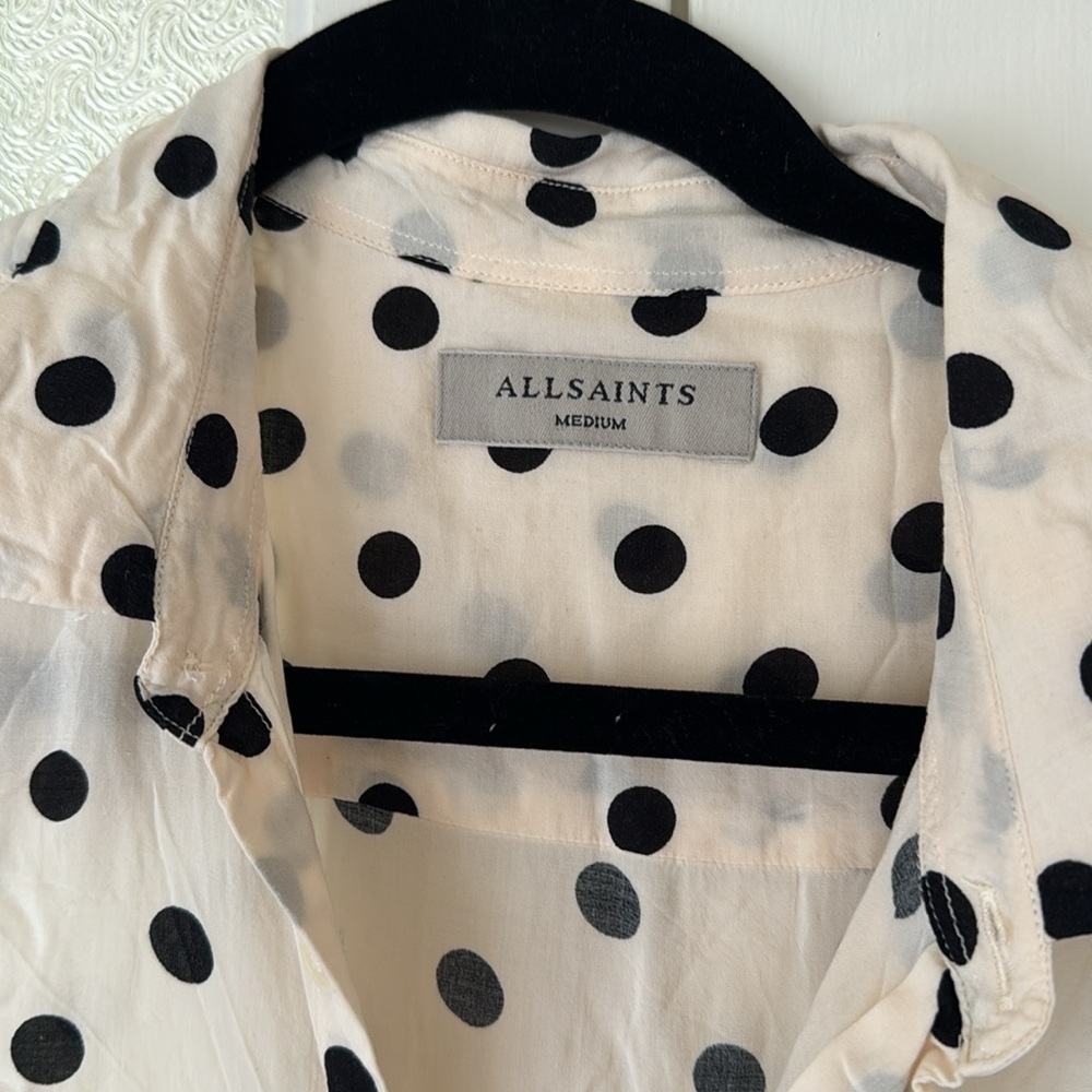 All Saints Polka Dot Button up Shirt size Medium